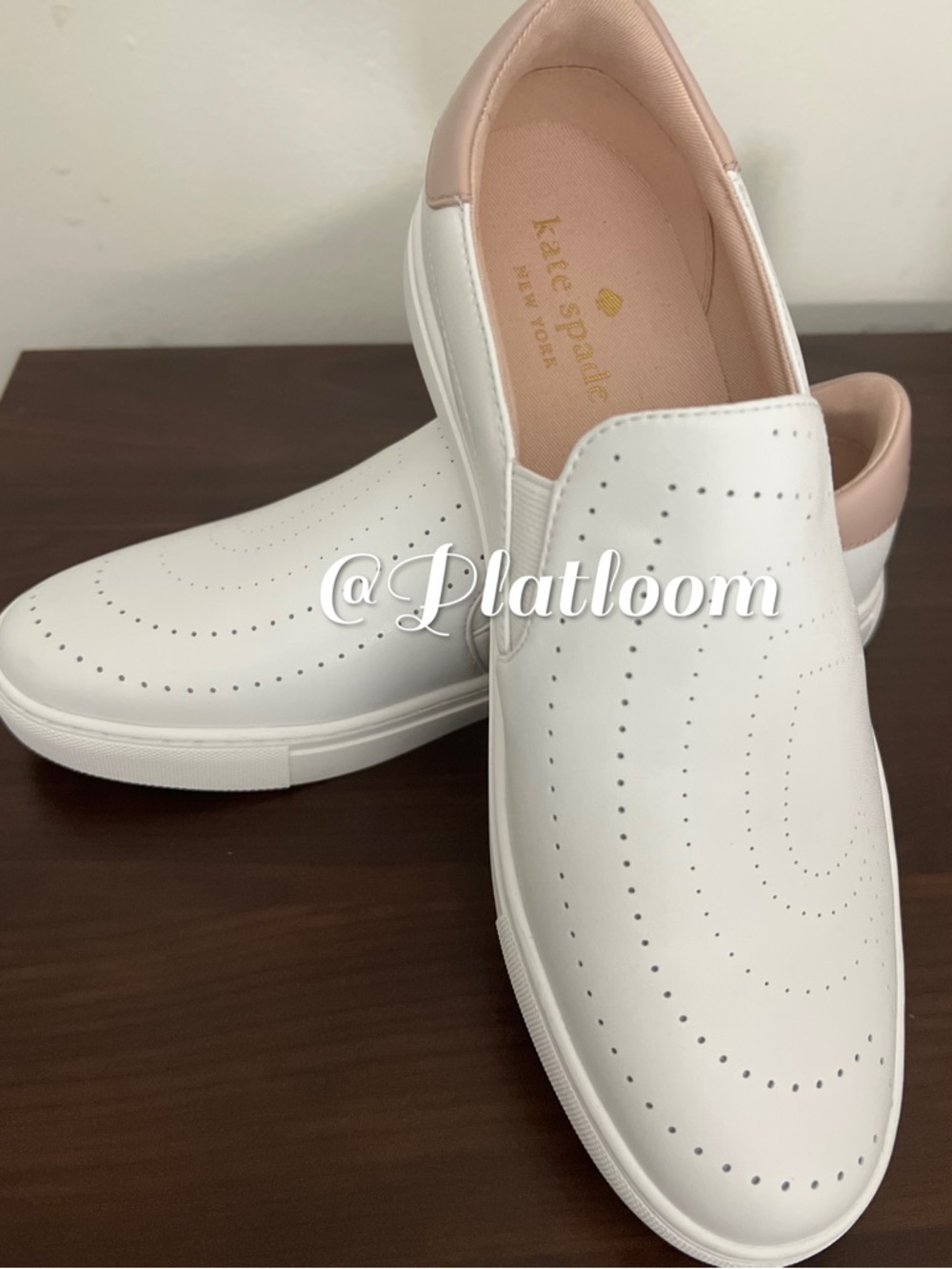 Kate Spade Azores Perforated White Leather Slip-On Shoes